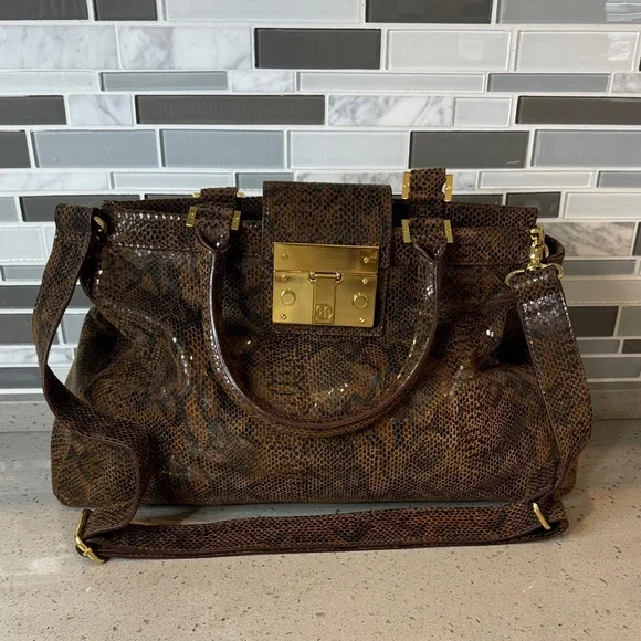 TORY BURCH - Faux Animal Print Shoulder/Handbag - Picture 1 of 12